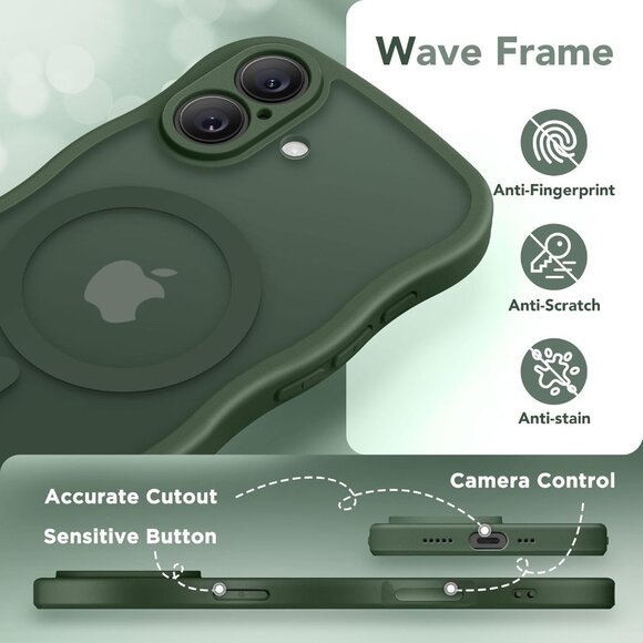 Women Deep Green Iphone 17 Pro Max Case Full Camera Protection Mag Safe - Picture 8 of 9